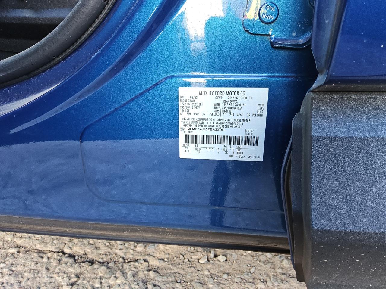 2023 Ford Edge VIN 2FMPK4J95PBA23761 Copart auction photo, front end / normal wear damage thumbnail 13