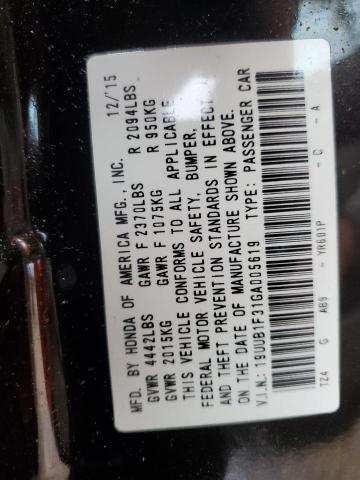2016 Acura TLX VIN 19UUB1F31GA005619 Copart auction photo, front end / mechanical damage thumbnail 12