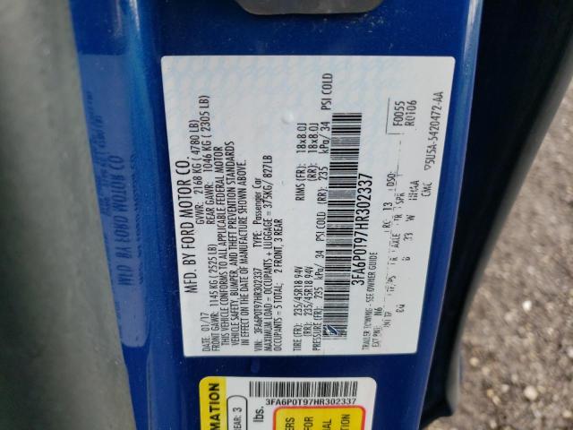 2017 Ford Fusion VIN 3FA6P0T97HR302337 Copart auction photo, front end damage thumbnail 12