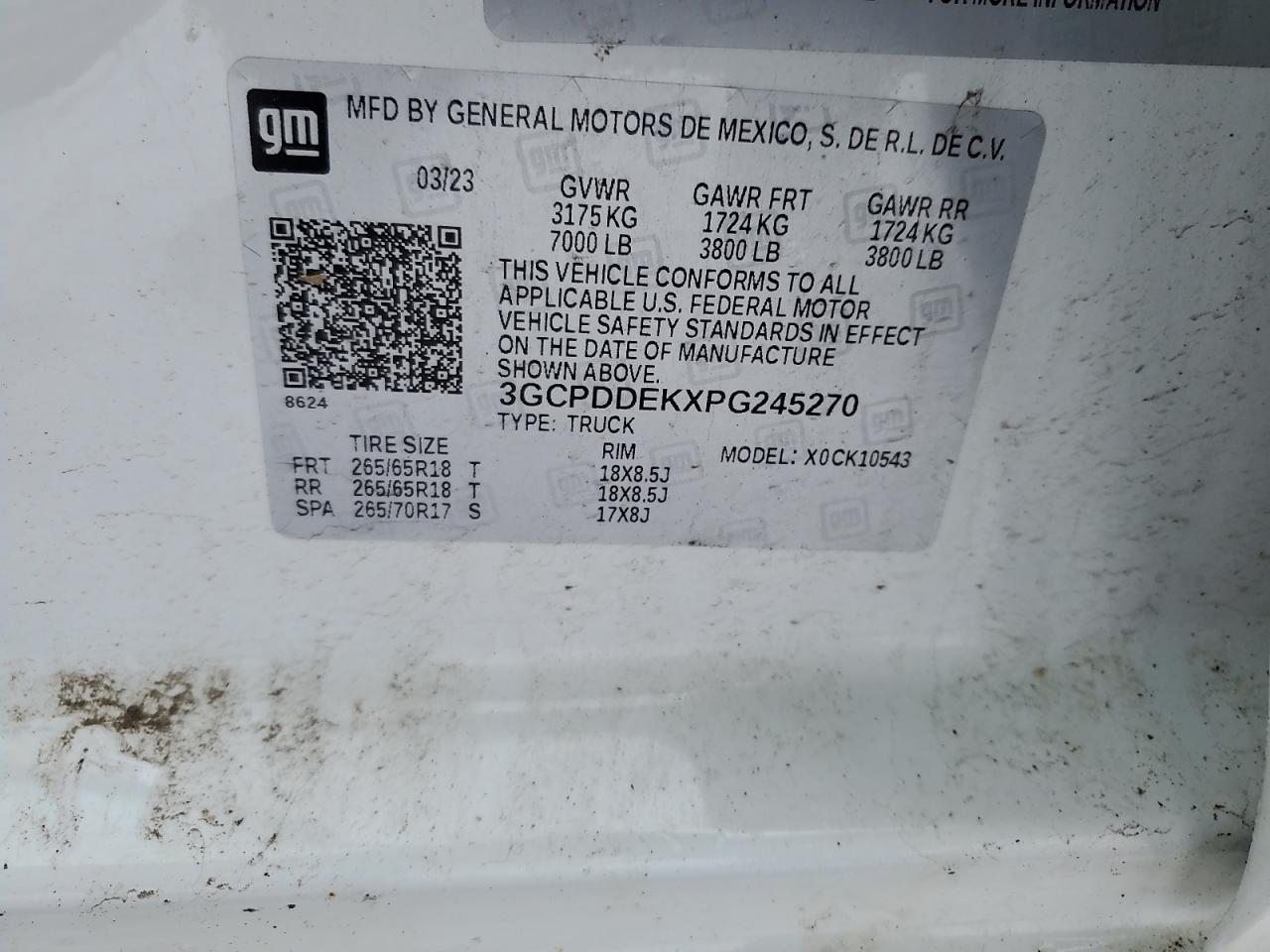 2023 Chevrolet Silverado VIN 3GCPDDEKXPG245270 Copart auction photo, front end damage thumbnail 14