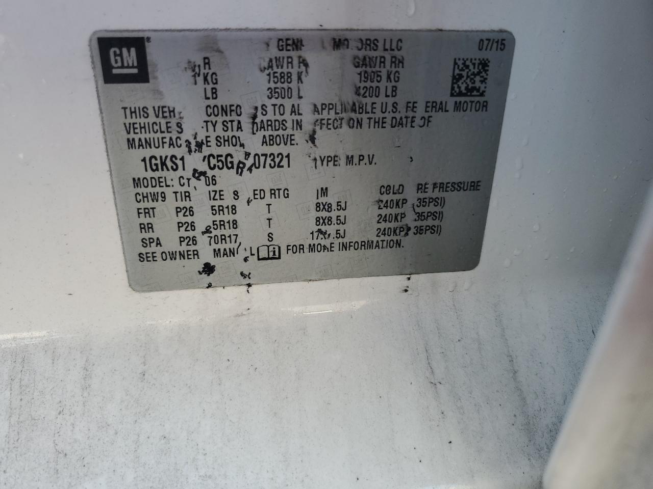 2016 GMC Yukon VIN 1GKS1GKC5GR107321 Copart auction photo, front end damage thumbnail 13