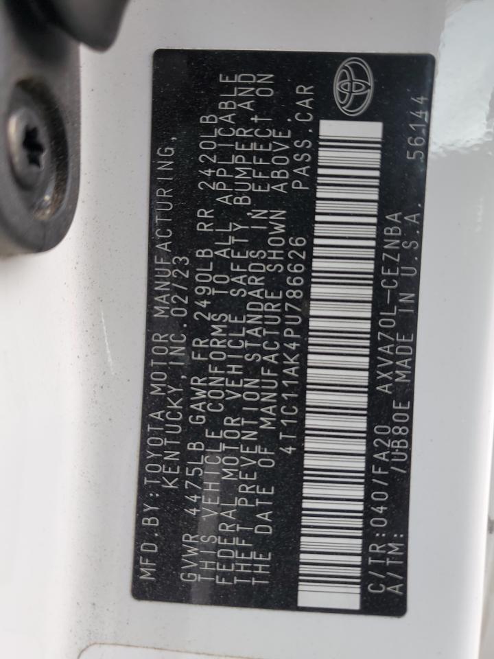2023 Toyota Camry VIN 4T1C11AK4PU786626 Copart auction photo, rear end damage thumbnail 13