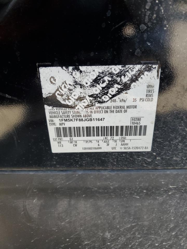 2018 Ford Explorer VIN 1FM5K7F88JGB11647 Copart auction photo, rear end / minor dent/scratches damage thumbnail 14