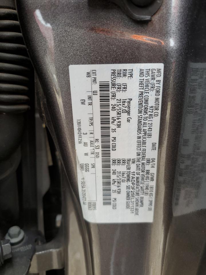 2014 Ford Focus VIN 1FADP3F25EL311331 Copart auction photo, front end damage thumbnail 12
