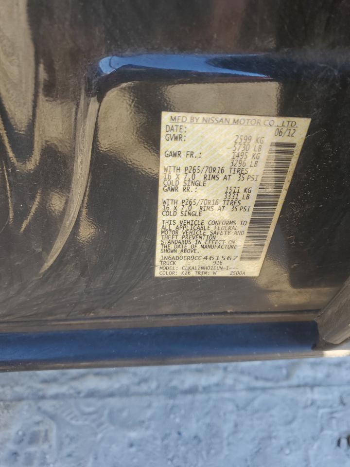 2012 Nissan Navara (Frontier) VIN 1N6AD0ER9CC461567 Copart auction photo, front end damage thumbnail 13