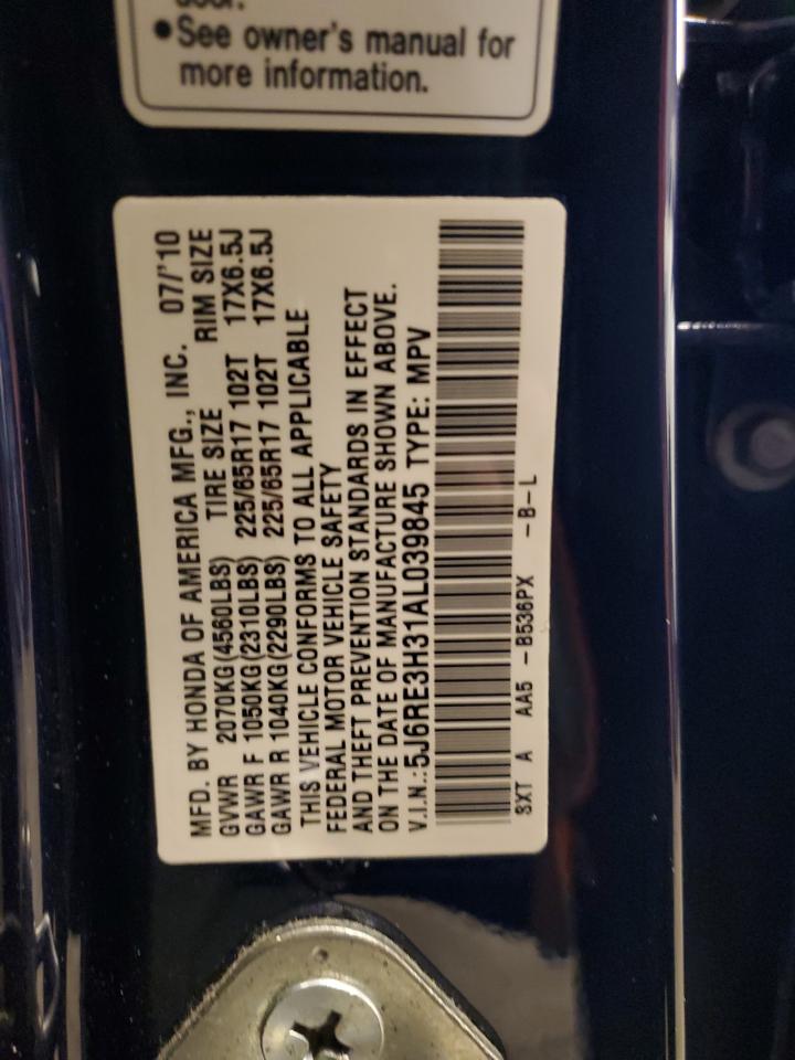 2010 Honda CR-V VIN 5J6RE3H31AL039845 Copart auction photo, front end / minor dent/scratches damage thumbnail 12