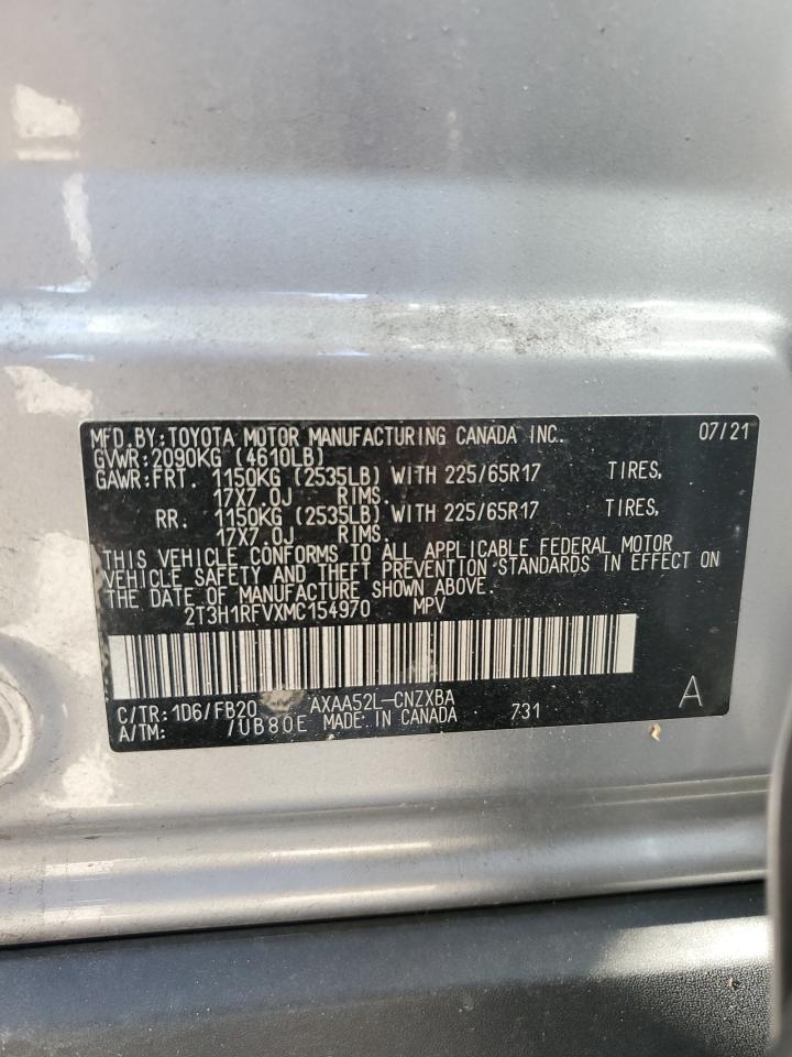 2021 Toyota RAV 4 VIN 2T3H1RFVXMC154970 Copart auction photo, rear end damage thumbnail 13
