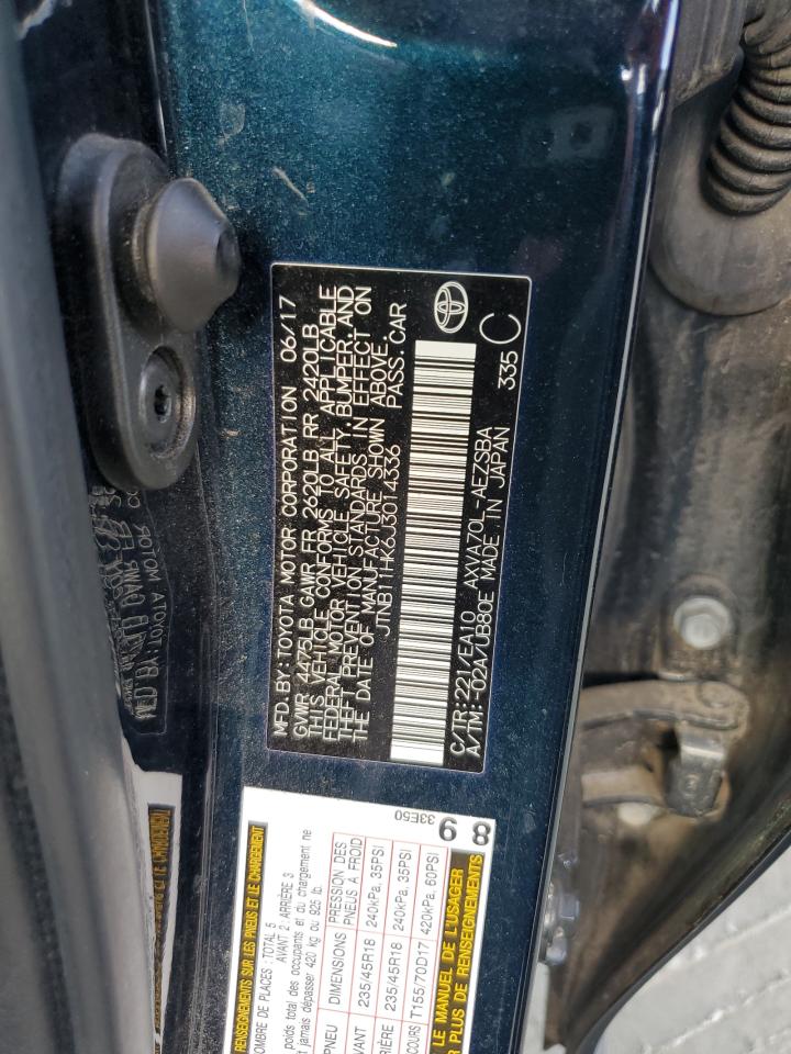 2018 Toyota Camry VIN JTNB11HK6J3014336 Copart auction photo, stripped damage thumbnail 13