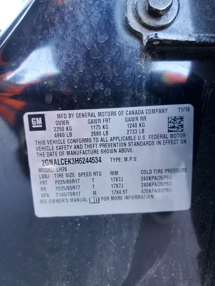 2017 Chevrolet Equinox VIN 2GNALCEK3H6244534 Copart auction photo, front end damage thumbnail 14