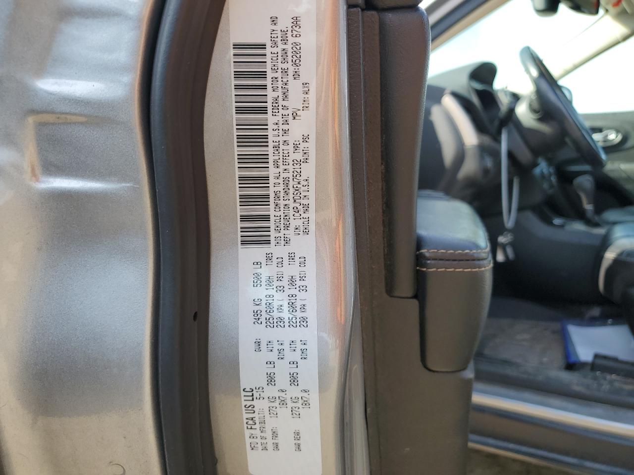 2015 Jeep Grand Cherokee VIN 1C4PJMDSXFW752132 Copart auction photo, front end damage thumbnail 12