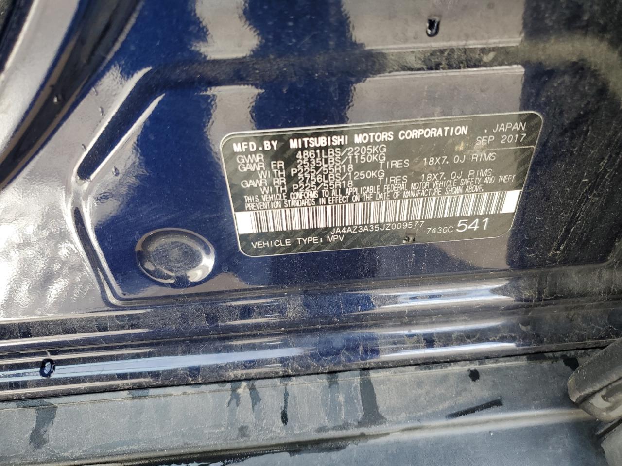 2018 Mitsubishi Outlander VIN JA4AZ3A35JZ009577 Copart auction photo, front end damage thumbnail 14