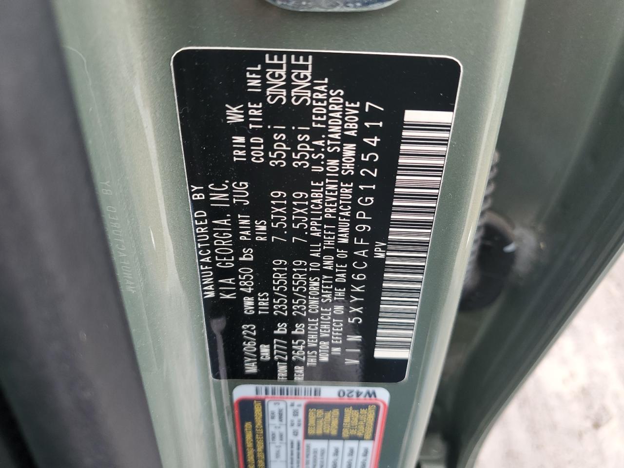 2023 KIA Sportage VIN 5XYK6CAF9PG125417 Copart auction photo, rear end damage thumbnail 12