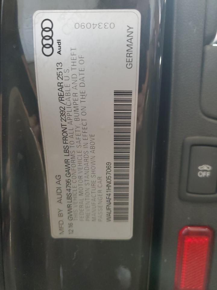 2017 Audi A4 VIN WAUFNAF41HN057069 Copart auction photo, rear end / undercarriage damage thumbnail 13