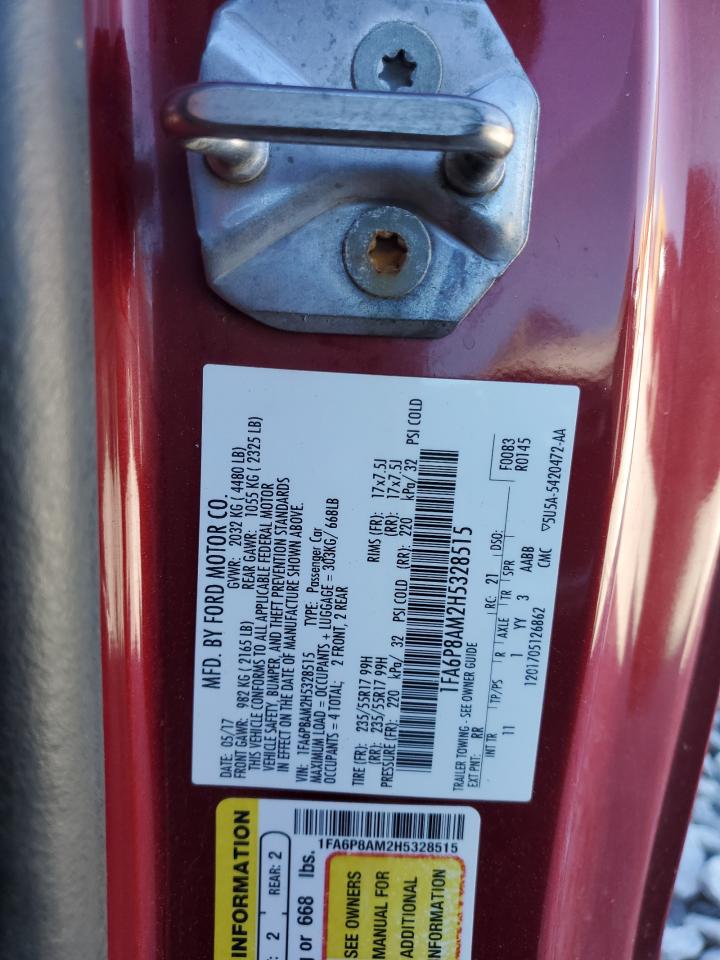 2017 Ford Mustang VIN 1FA6P8AM2H5328515 Copart auction photo, side / front end damage thumbnail 13