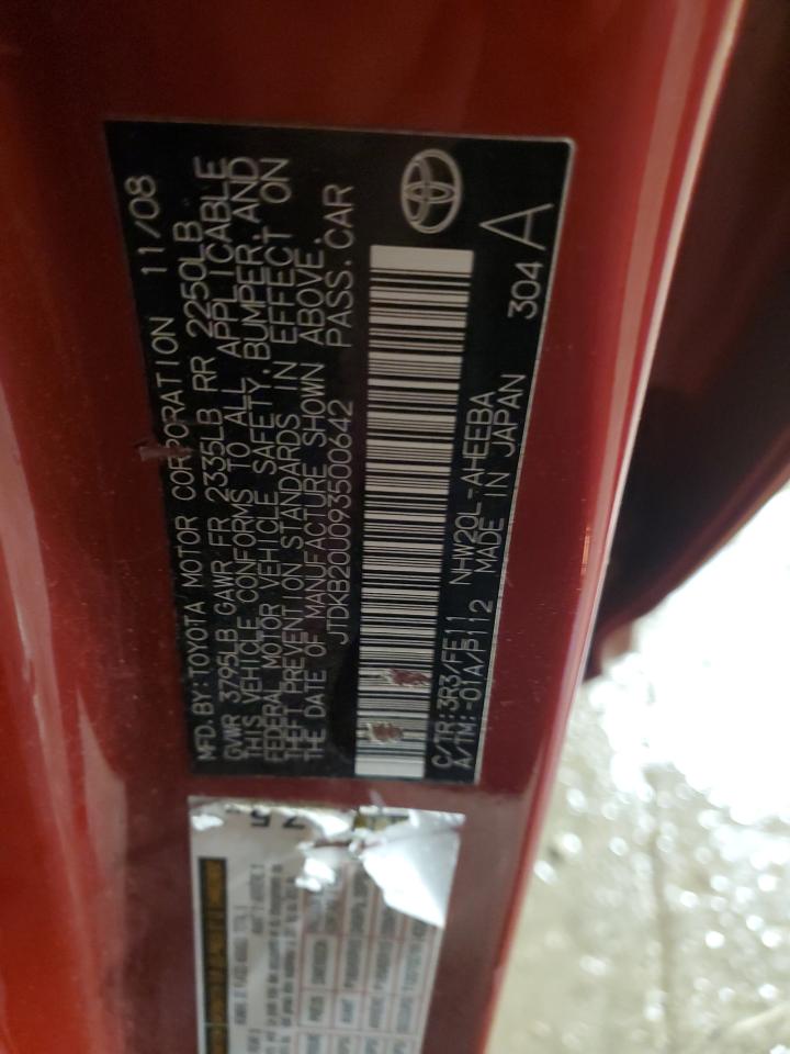 2009 Toyota Prius VIN JTDKB20U093500642 Copart auction photo, front end damage thumbnail 13