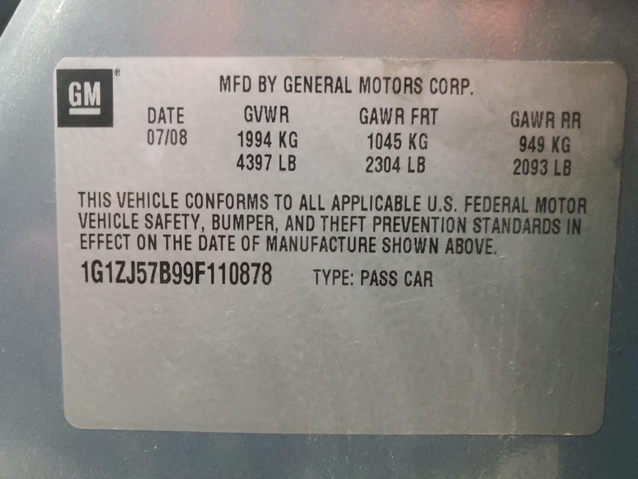 2009 Chevrolet Malibu VIN 1G1ZJ57B99F110878 Copart auction photo, front end damage thumbnail 13