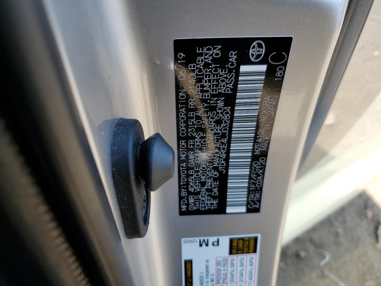 2020 Toyota Corolla VIN JTDP4RCE4LJ032804 Copart auction photo, front end damage thumbnail 14
