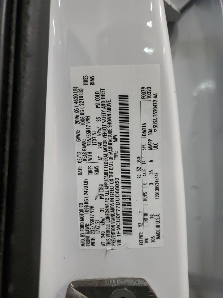 2013 Ford Escape VIN 1FMCU0F77DUD88053 Copart auction photo, front end damage thumbnail 14