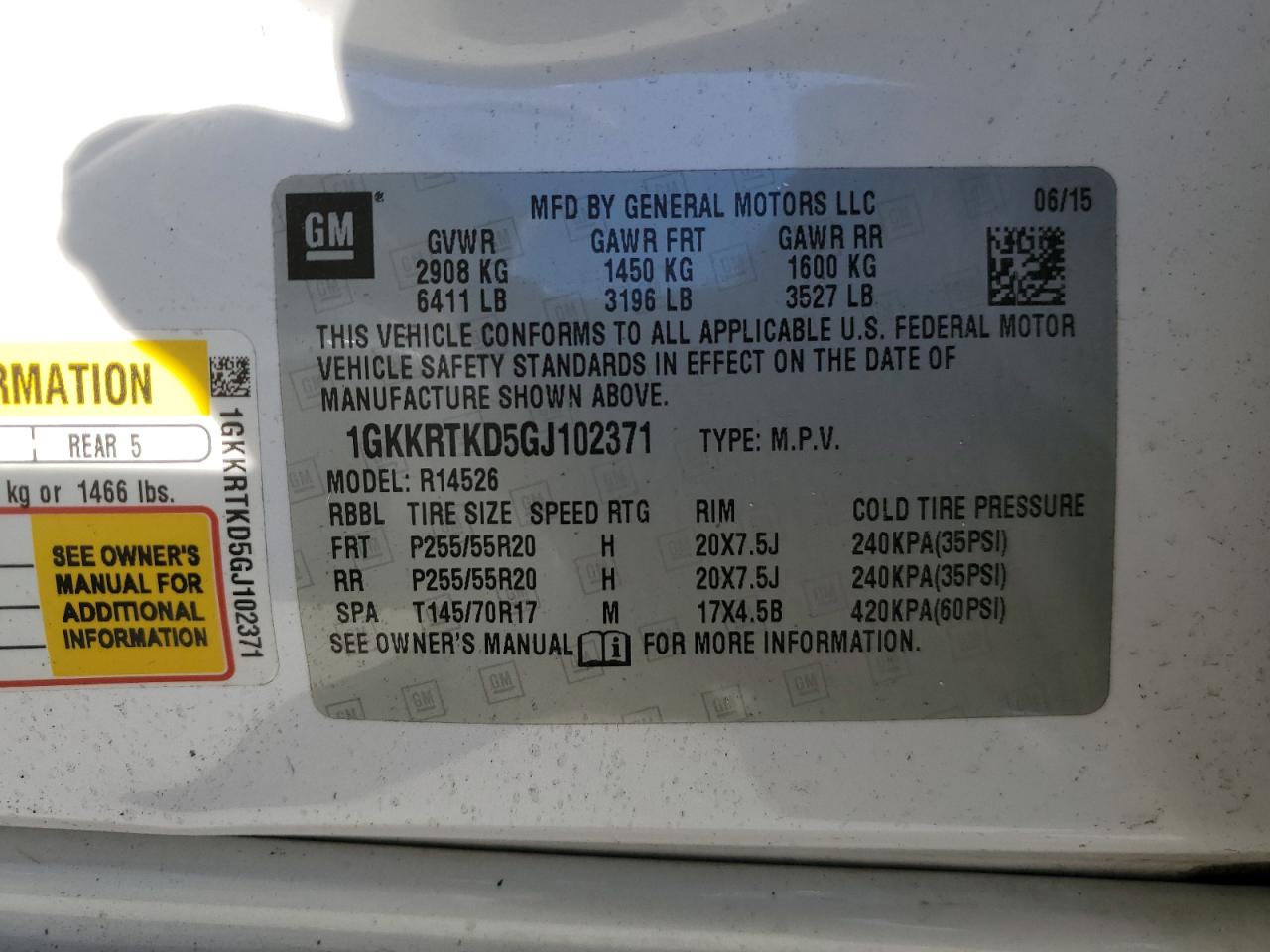 2016 GMC Acadia VIN 1GKKRTKD5GJ102371 Copart auction photo, all over / undercarriage damage thumbnail 16