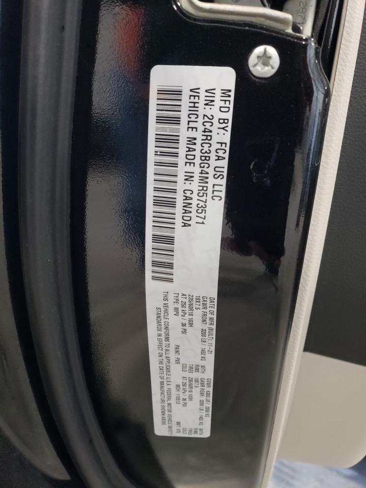 2021 Chrysler Pacifica VIN 2C4RC3BG4MR573571 Copart auction photo, rear end damage thumbnail 13