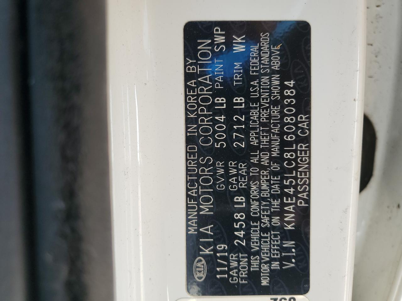 2020 KIA Stinger VIN KNAE45LC8L6080384 Copart auction photo, front end damage thumbnail 13