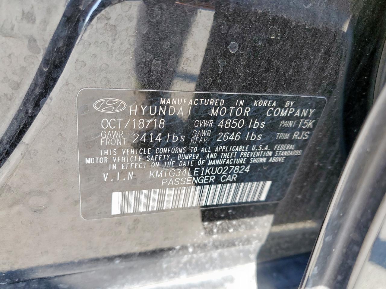2019 Genesis G70 VIN KMTG34LE1KU027824 Copart auction photo, rear end damage thumbnail 12