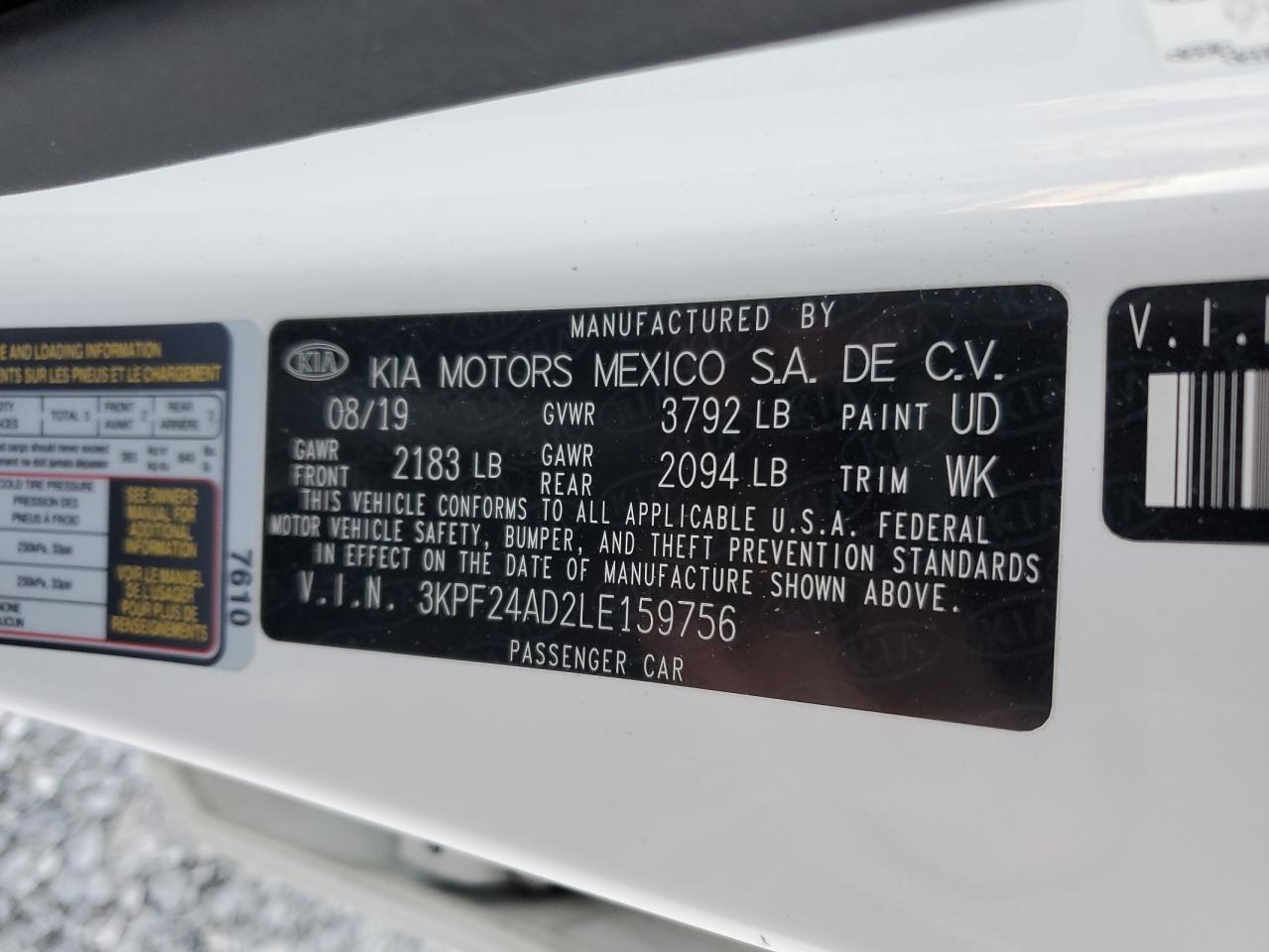 2020 KIA Forte VIN 3KPF24AD2LE159756 Copart auction photo, all over damage thumbnail 12