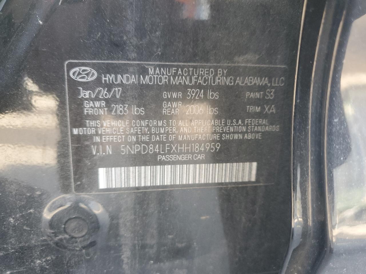 2017 Hyundai Elantra VIN 5NPD84LFXHH184959 Copart auction photo, front end damage thumbnail 12