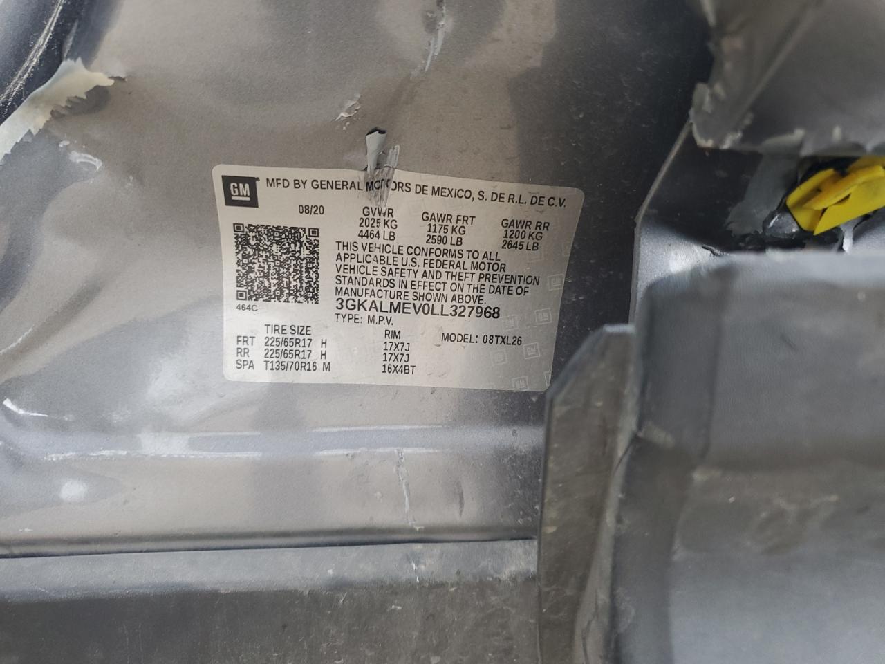 2020 GMC Terrain VIN 3GKALMEV0LL327968 Copart auction photo, side / front end damage thumbnail 14