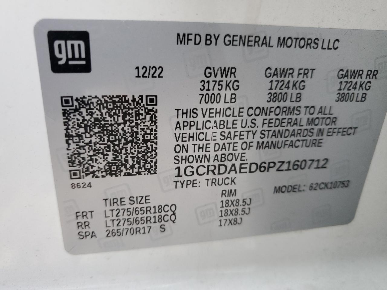 2023 Chevrolet Silverado VIN 1GCRDAED6PZ160712 Copart auction photo, undercarriage damage thumbnail 12