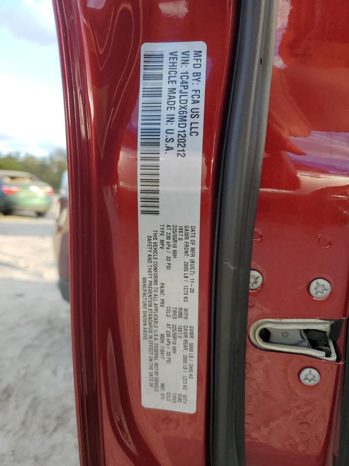 2021 Jeep Grand Cherokee VIN 1C4PJLDX6MD120212 Copart auction photo, top/roof damage thumbnail 13
