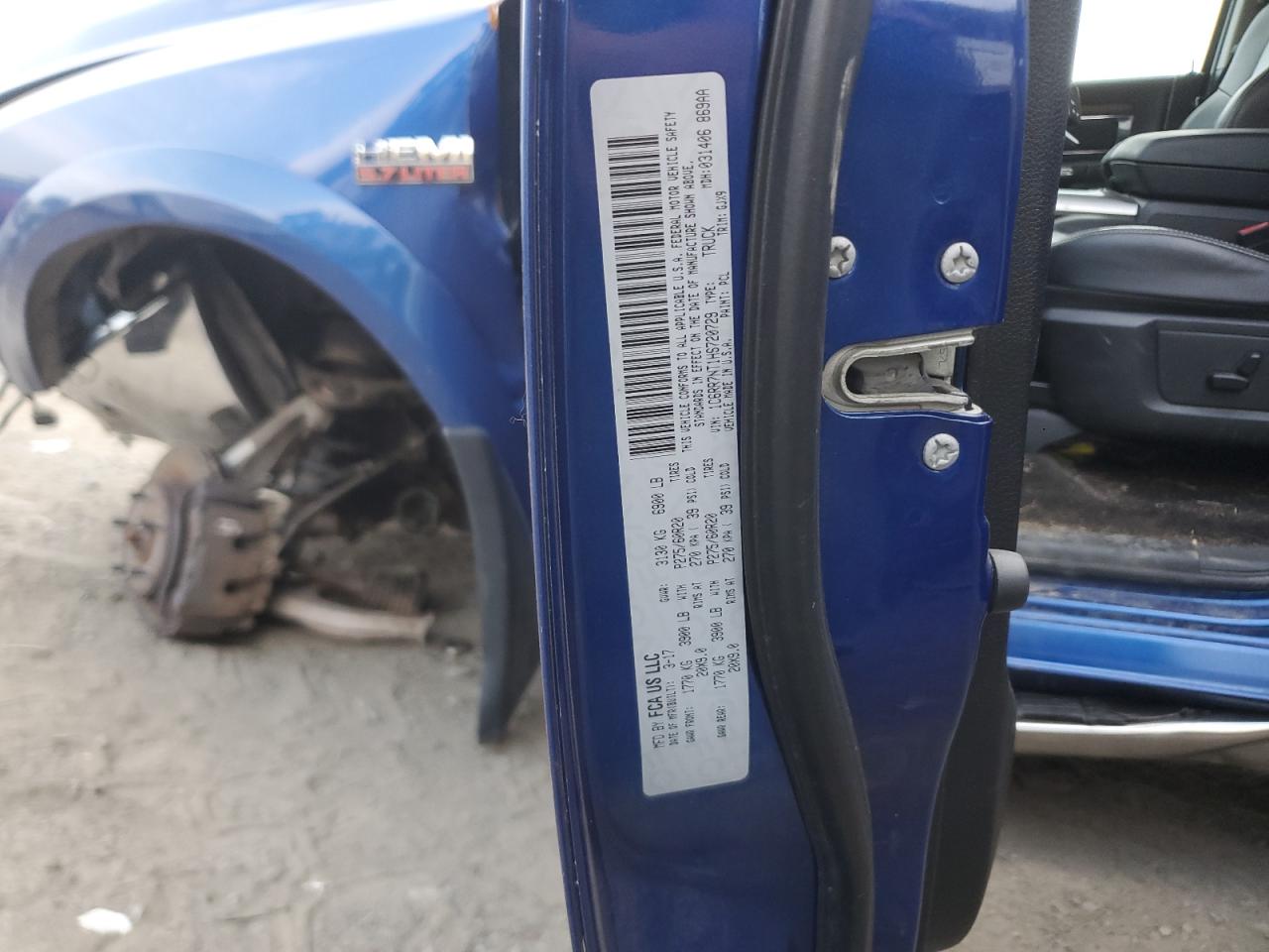 2017 RAM 1500 VIN 1C6RR7NT1HS720729 Copart auction photo, front end / side damage thumbnail 12