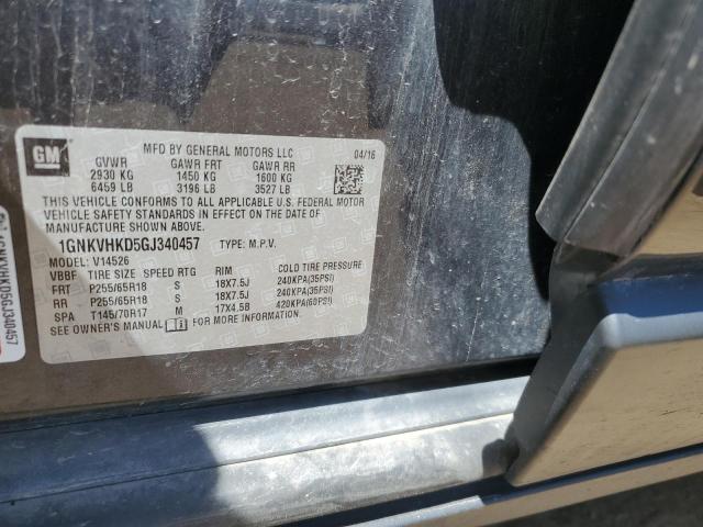 2016 Chevrolet Traverse VIN 1GNKVHKD5GJ340457 Copart auction photo, hail damage thumbnail 13