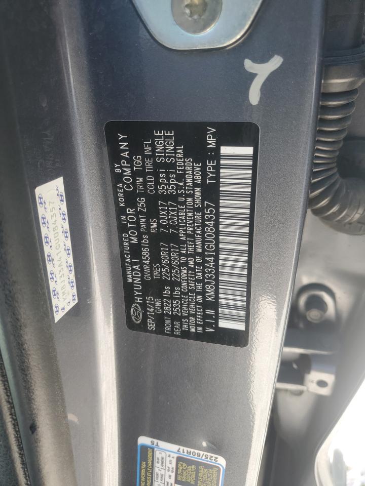 2016 Hyundai Tucson VIN KM8J33A41GU084357 Copart auction photo, front end damage thumbnail 16