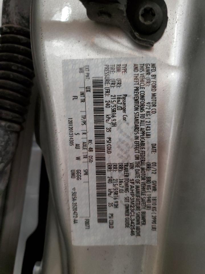 2012 Ford Focus VIN 1FAHP3M23CL342546 Copart auction photo, front end / mechanical damage thumbnail 12