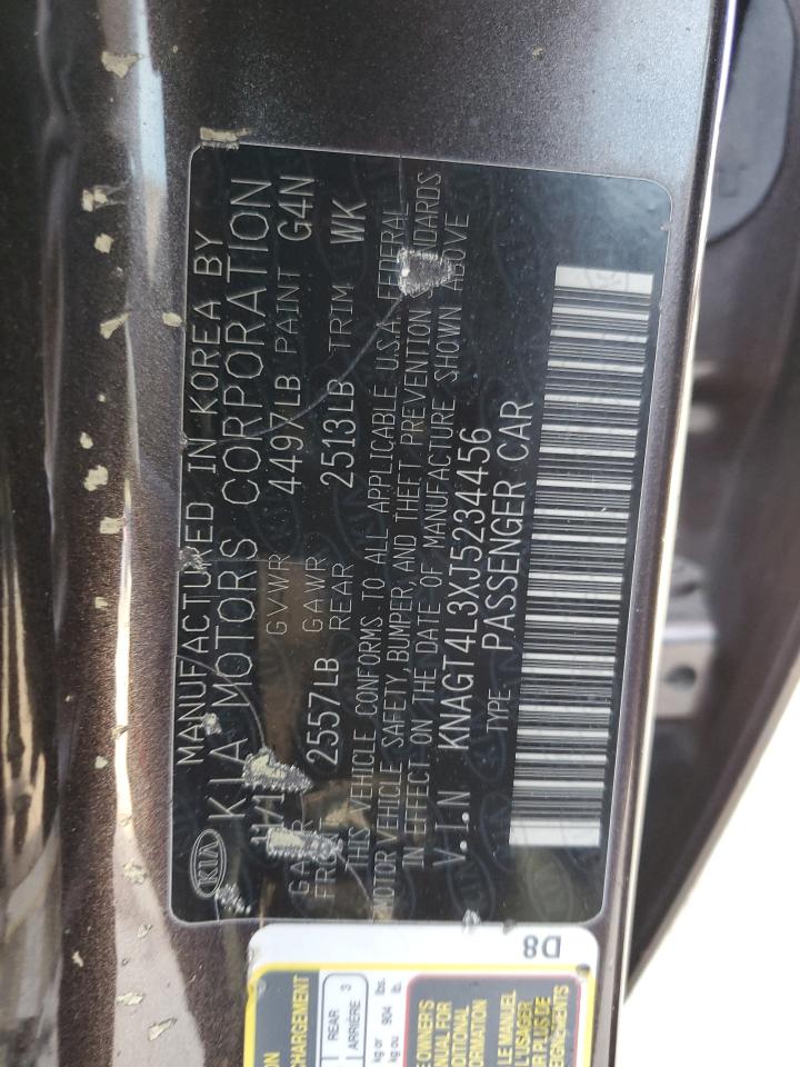 2018 KIA Optima VIN KNAGT4L3XJ5234456 Copart auction photo, rear end damage thumbnail 12