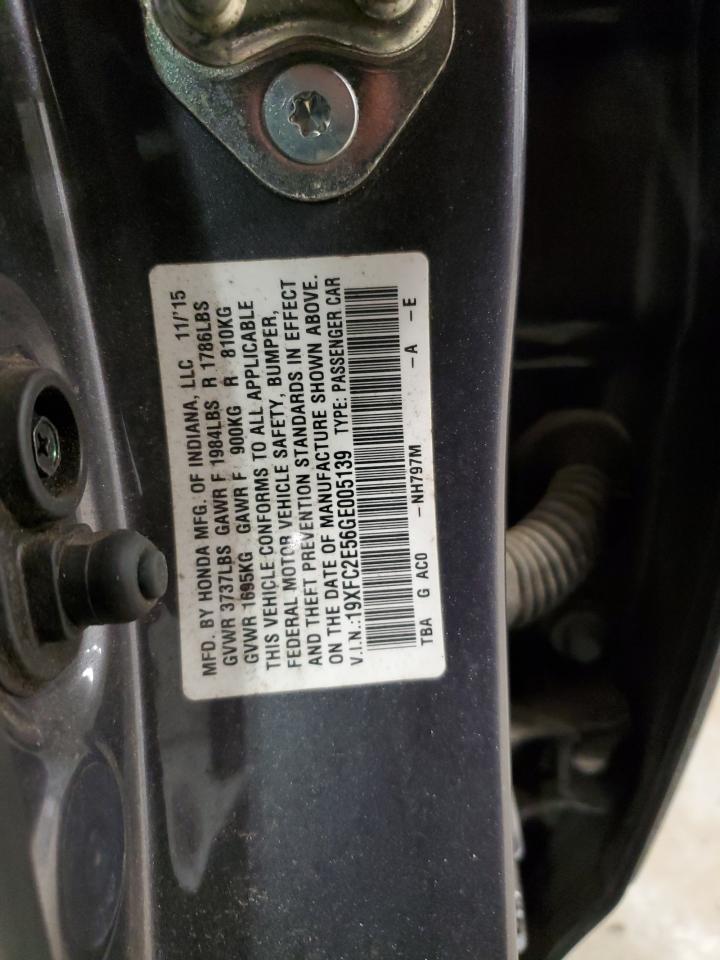 2016 Honda Civic VIN 19XFC2E56GE005139 Copart auction photo, front end damage thumbnail 12
