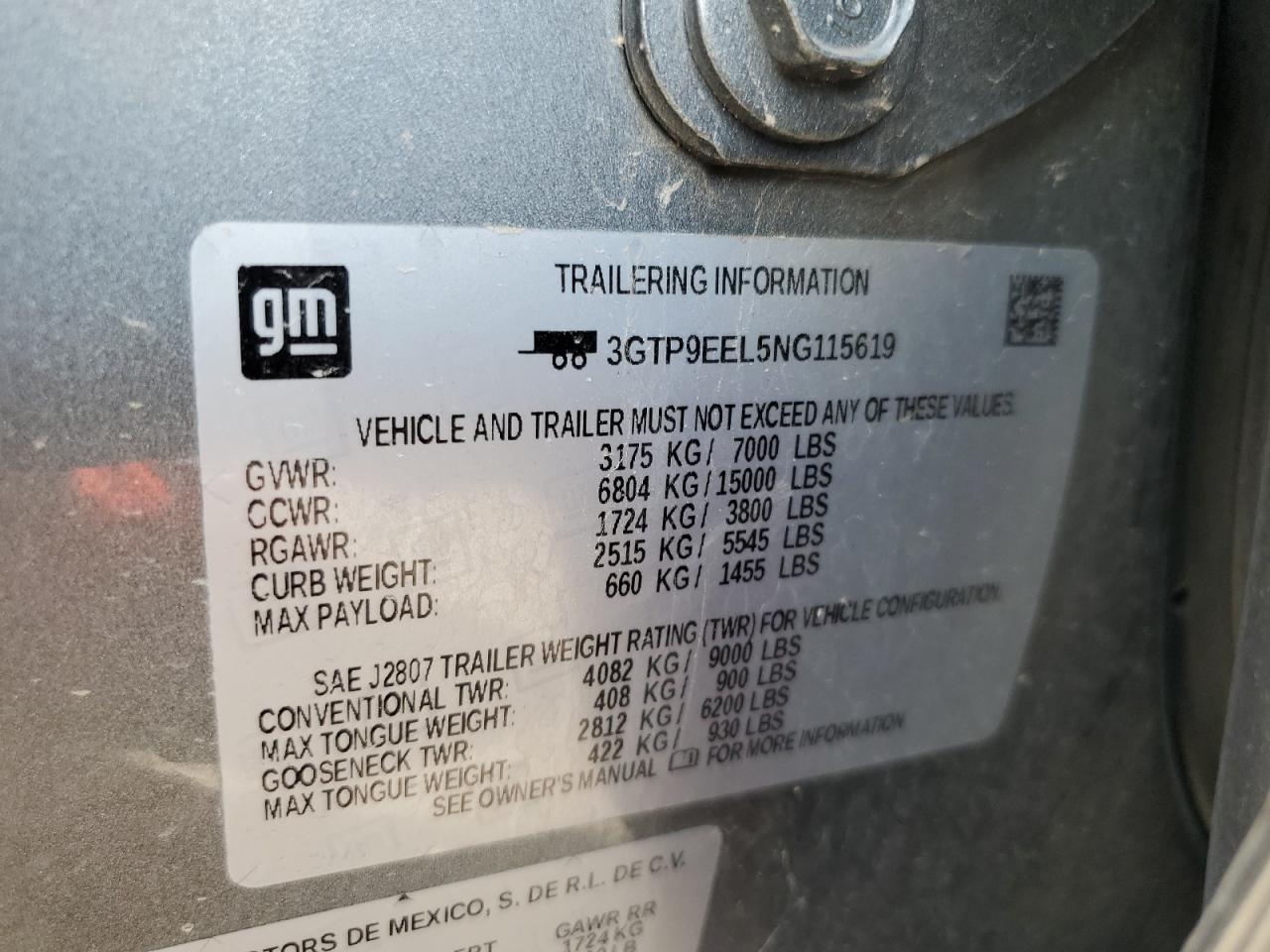 2022 GMC Sierra VIN 3GTP9EEL5NG115619 Copart auction photo, side damage thumbnail 12