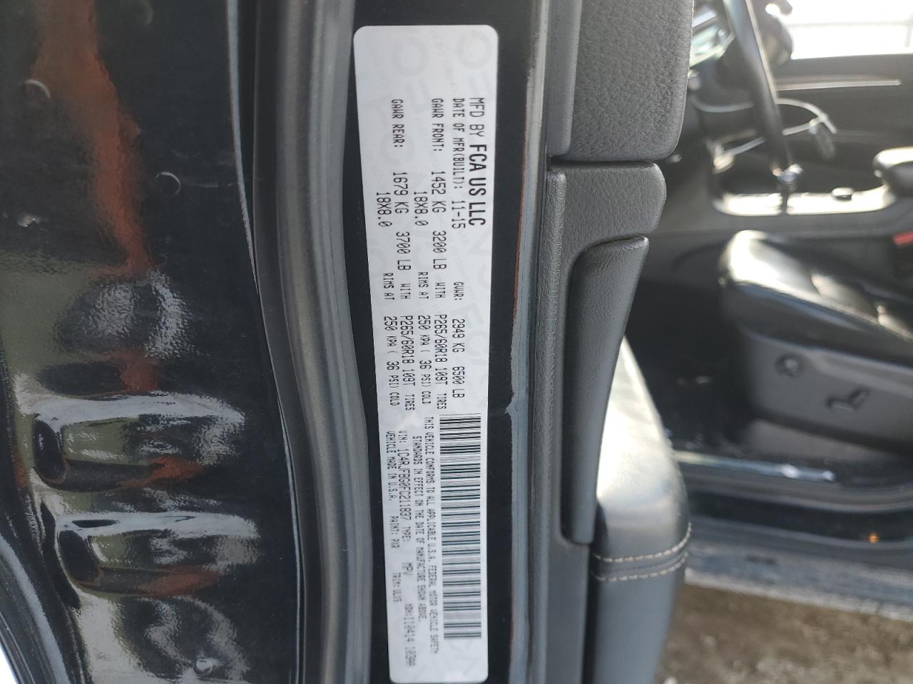 2015 Jeep Grand Cherokee VIN 1C4RJFBG0FC211837 Copart auction photo, front end damage thumbnail 16
