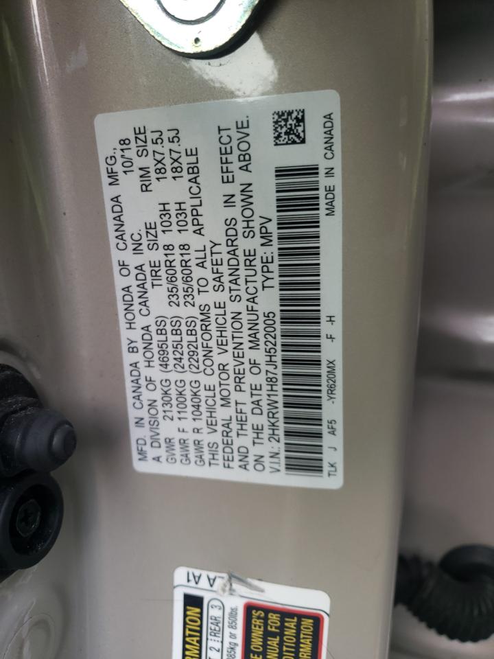 2018 Honda CR-V VIN 2HKRW1H87JH522005 Copart auction photo, front end damage thumbnail 15