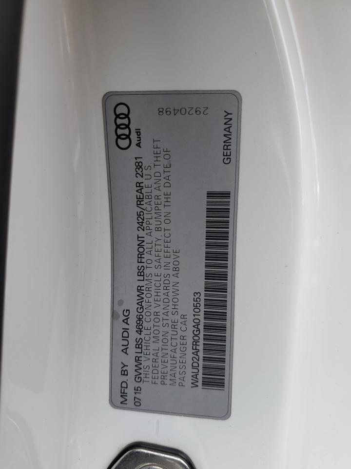 2016 Audi A5 VIN WAUD2AFR0GA010553 Copart auction photo, front end / side damage thumbnail 12