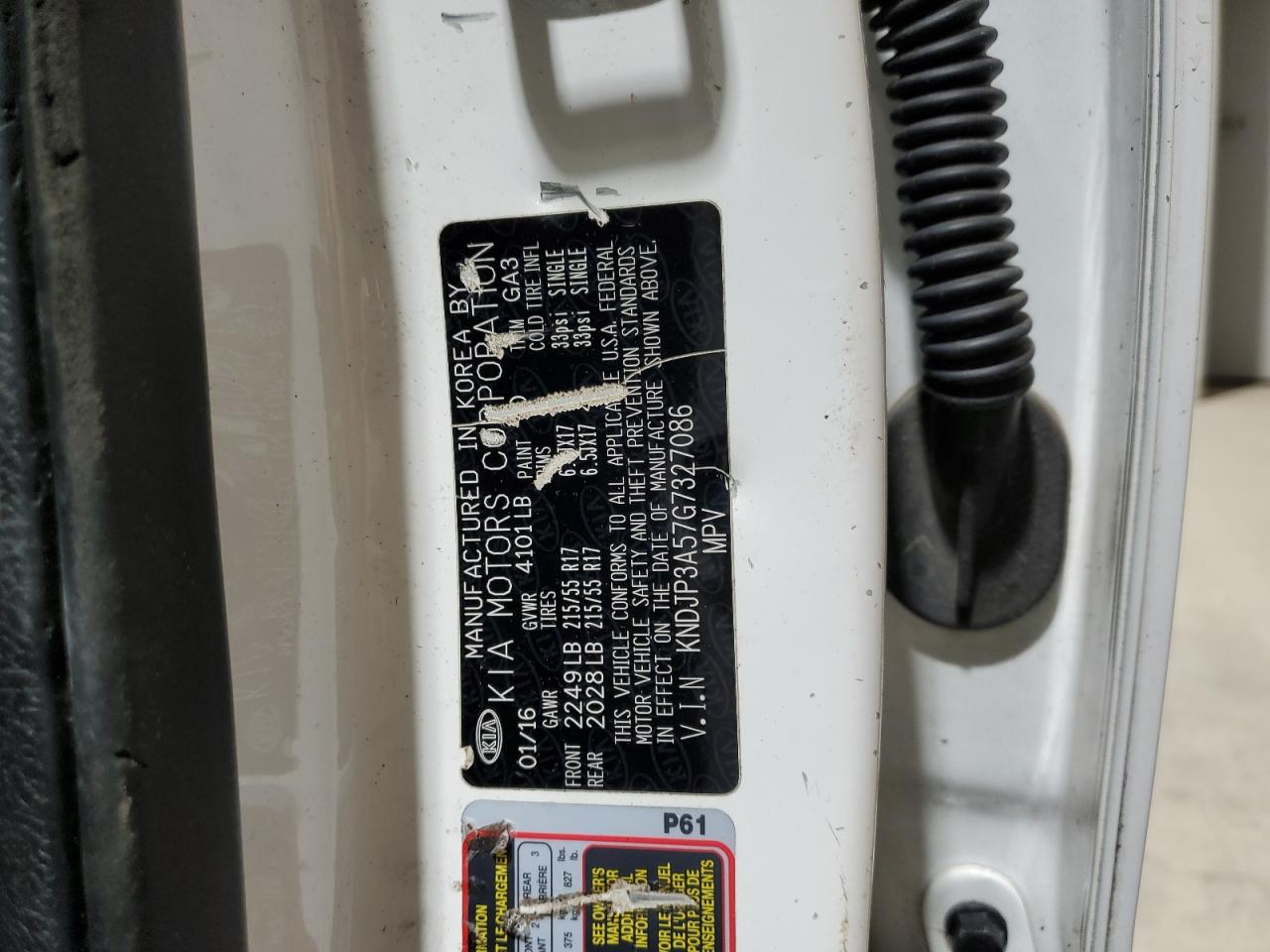 2016 KIA Soul VIN KNDJP3A57G7327086 Copart auction photo, minor dent/scratches damage thumbnail 13