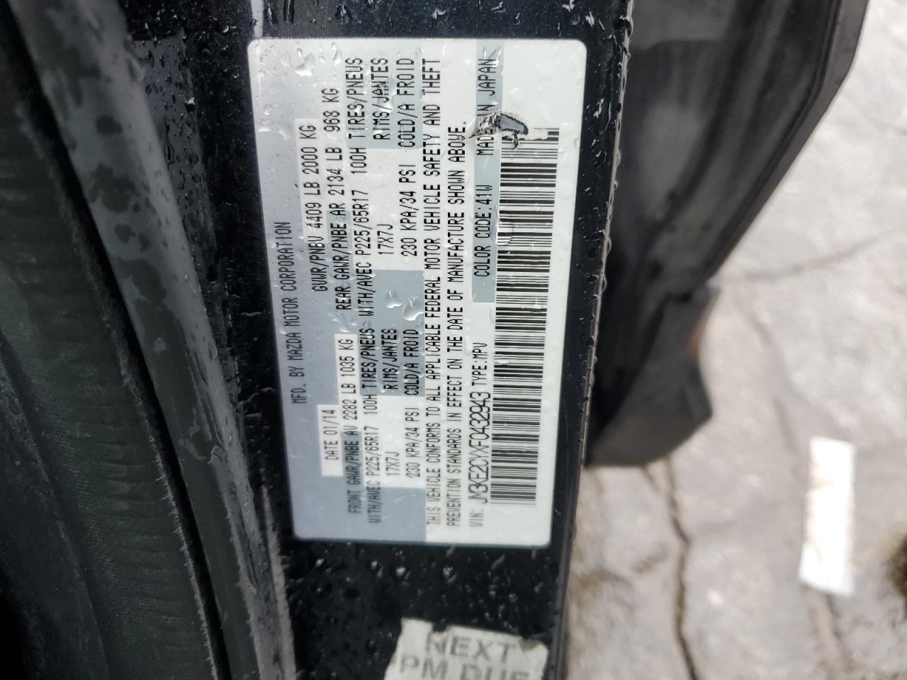 2015 Mazda CX-5 VIN JM3KE2CYXF0432943 Copart auction photo, front end damage thumbnail 13