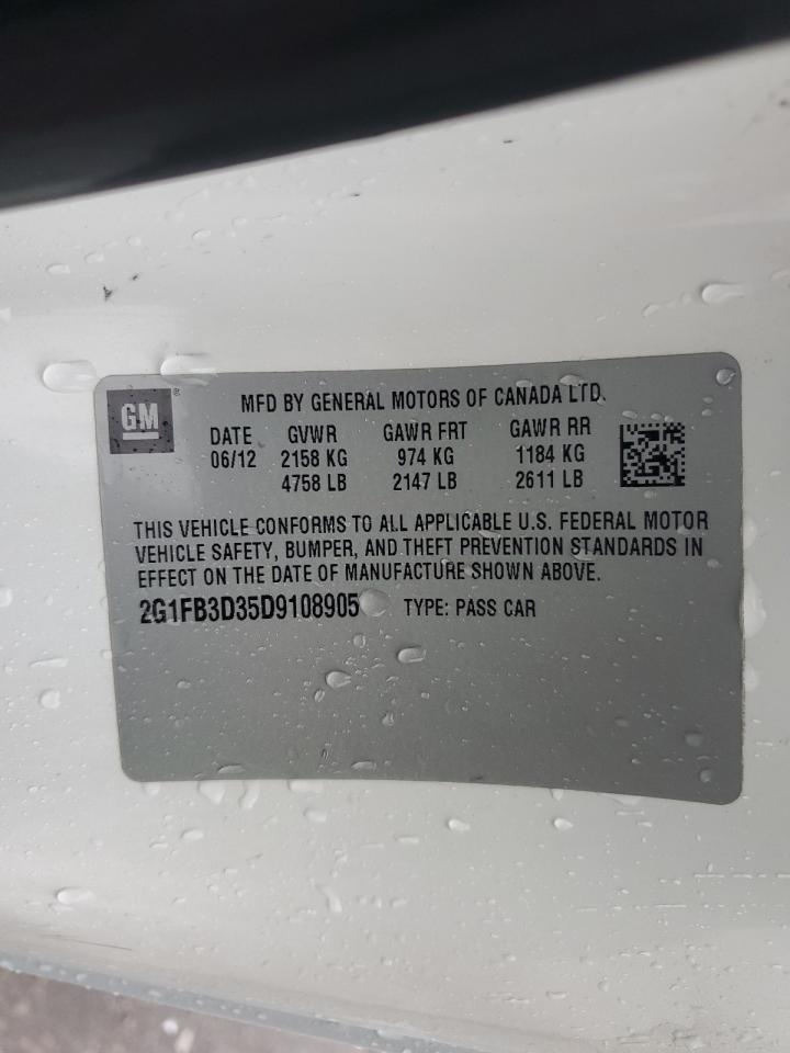 2013 Chevrolet Camaro VIN 2G1FB3D35D9108905 Copart auction photo, rear end damage thumbnail 12