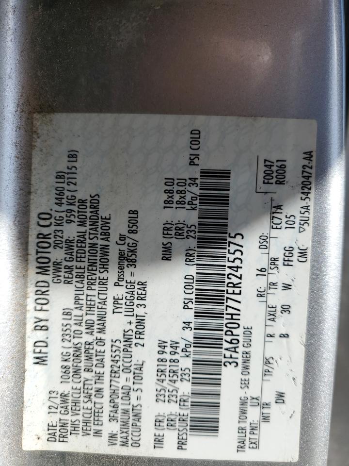 2014 Ford Fusion VIN 3FA6P0H77ER245575 Copart auction photo, all over / undercarriage damage thumbnail 14