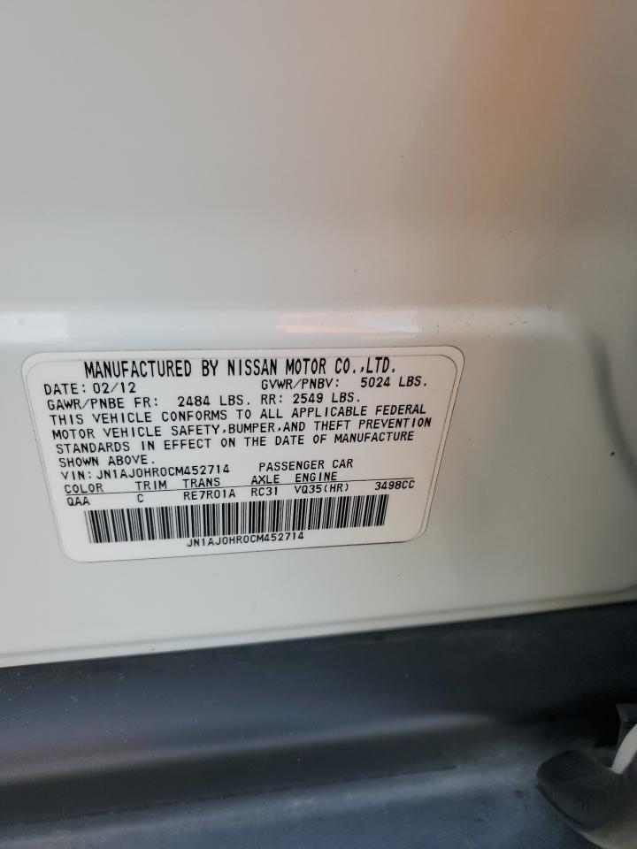 2012 Infiniti EX VIN JN1AJ0HR0CM452714 Copart auction photo, vandalism damage thumbnail 13