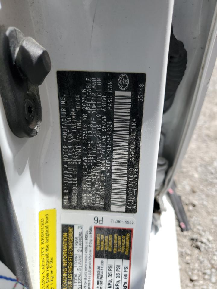 2015 Toyota Camry VIN 4T4BF1FK0FR454824 Copart auction photo, side damage thumbnail 12