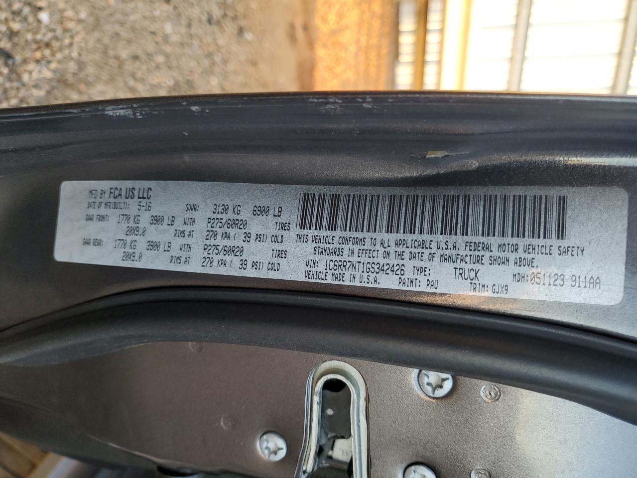 2016 RAM 1500 VIN 1C6RR7NT1GS342426 Copart auction photo, all over / undercarriage damage thumbnail 14