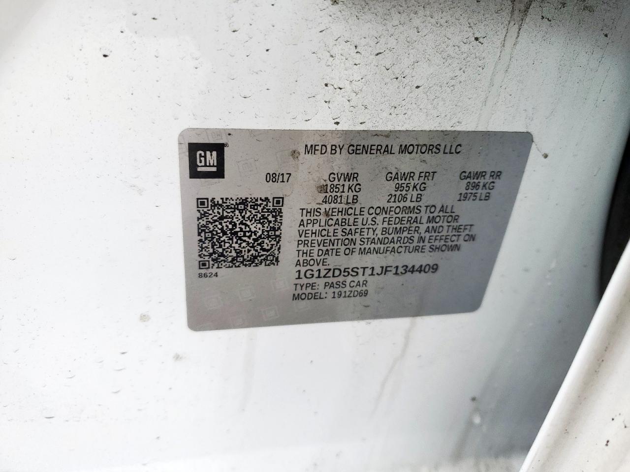 2018 Chevrolet Malibu VIN 1G1ZD5ST1JF134409 Copart auction photo, front end / side damage thumbnail 14