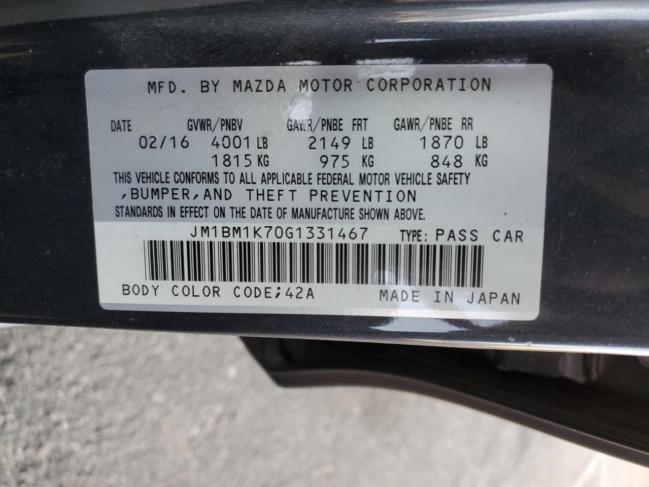 2016 Mazda 3 VIN JM1BM1K70G1331467 Copart auction photo, all over damage thumbnail 12